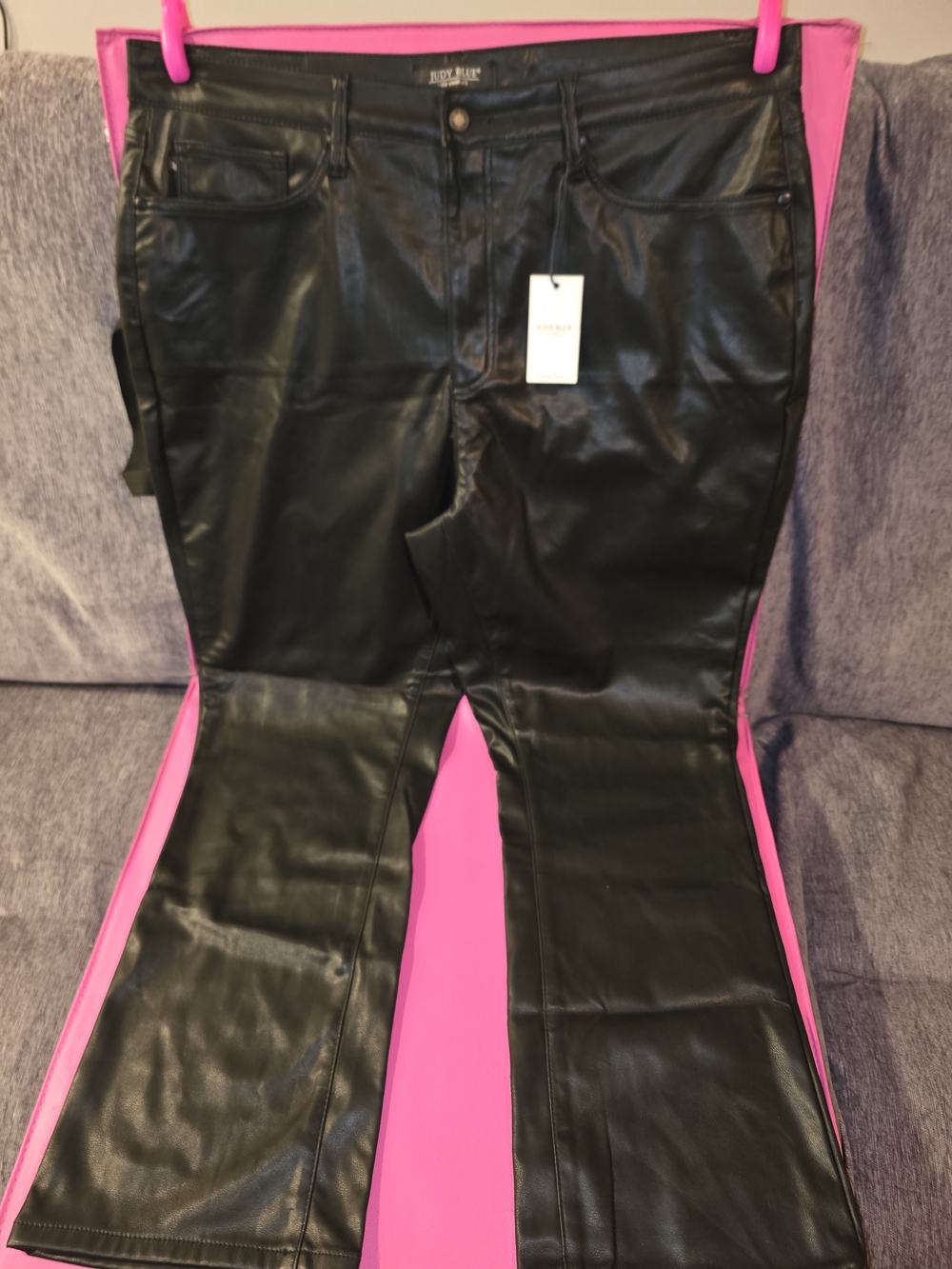Judy Blue Black Faux Leather Straight Leg Pants